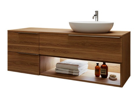 Тумба MARSAN CHESTER WOOD 1200 Варіант 8 + Стільниця WOOD 1200 під настільний умивальник ліва/права CHESTERWOOD-TU1200-V8STW фото