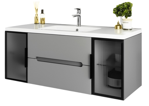 Тумба MARSAN MODESTE NEW 1000 Вариант №3 GLASS бисмарк + Раковина MODESTE 1000 MODESTE-NEW-V3-GLASS-TU1000W фото