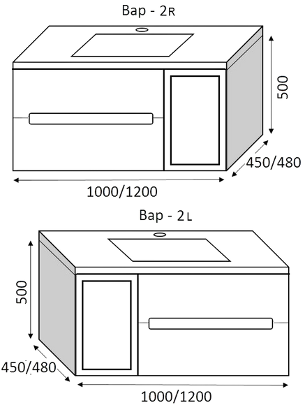 Тумба MARSAN MODESTE NEW 1200 Варіант №2 GLASS без умивальника MODESTE-NEW-V2-GLASS-T1200 фото