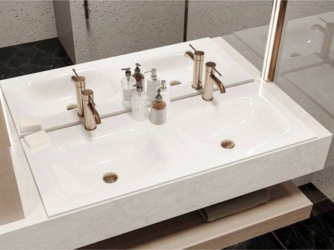 Умивальник на тумбу  JESSEL double 12,4*110*45 Глянець Білий 0000923 15554 фото