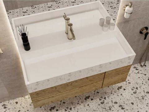 Умивальник на тумбу  MARES 14,3*99,3*42 Глянець Білий 0000212 15454 фото
