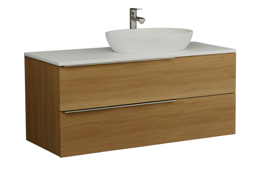 Тумба MARSAN CHESTER WOOD 800 Варіант 2 + Стільниця акриловий камінь 800 під настільний умивальник 12 мм ліва/права/центр білий глянець CHESTERWOOD-TS-800-V2A фото
