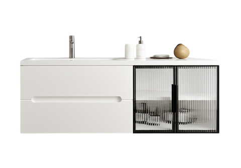 Тумба MARSAN MODESTE NEW 1400 Вариант №4 GLASS без умывальника MODESTE-NEW-V4-GLASS-T1400 фото