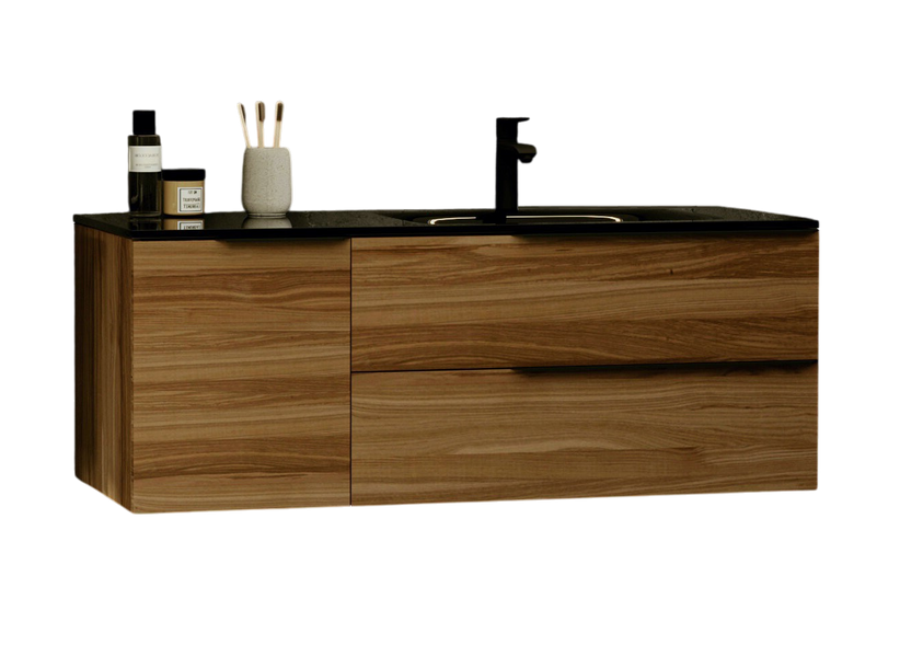 Тумба MARSAN CHESTER WOOD 1100 Вариант 4 + Раковина стеклянная КВАДРО 1100 левая/правая CHESTERWOOD-TU1100-V4S фото