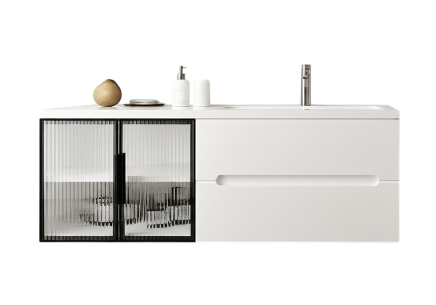 Тумба MARSAN MODESTE NEW 1400 Варіант №4 GLASS без умивальника MODESTE-NEW-V4-GLASS-T1400 фото