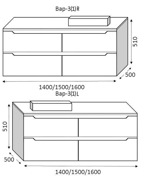Тумба MARSAN MARTIN NEW 1500(1) бисмарк Вариант №3 + Столешница R25 стеклянная 1500(1) под настольные умывальники MARTIN-NEW-V3-TUS15001W фото