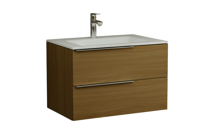 Тумба MARSAN CHESTER WOOD 700 Вариант 2 + Раковина стеклянная КВАДРО 700 CHESTERWOOD-TU700-V2S фото