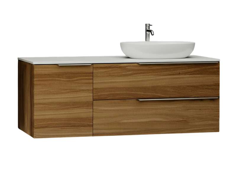 Тумба MARSAN CHESTER WOOD 1100 Вариант 4 + Столешница акриловый камень 1100 под настольный умывальник 12 мм левая/правая белый глянец CHESTERWOOD-TS-1100-V4A фото