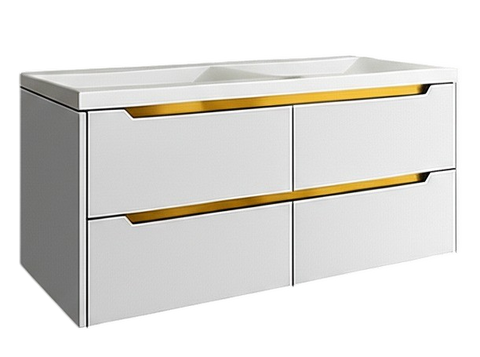 Тумба с умывальником MARSAN LOUISE 1200(2) белая/золото LOUISE-T-U1200-M2WG фото