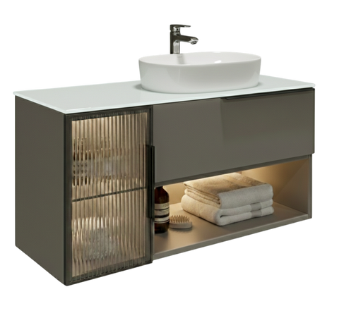 copy_Тумба MARSAN CHESTER 1300 Варіант 5 дверцята скло + Стільниця скляна 1300 під настільний умивальник copy_13138 фото