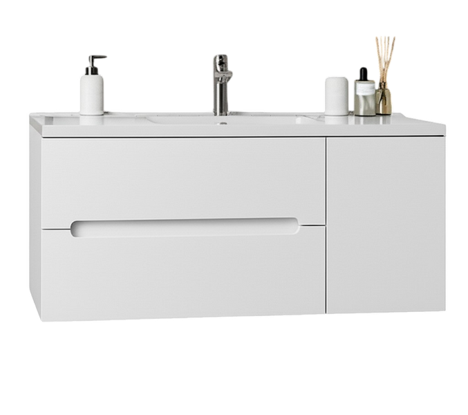 Тумба MARSAN MODESTE NEW 1200 Вариант №2 біла + Раковина MODESTE 1200 MODESTE-NEW-V2-TU1200W фото