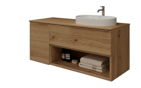 Тумба MARSAN CHESTER WOOD 1200 Варіант 5 + Стільниця WOOD 1200 під настільний умивальник ліва/права CHESTERWOOD-TU1200-V5STW фото