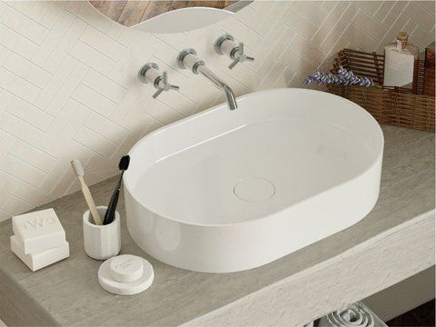 Умивальник накладний  KIRA 12,5*60*40 Глянець Білий 00001005 15466 фото