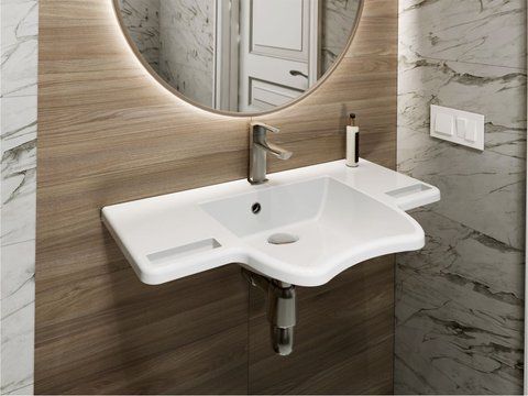 Умивальник підвісний  KRAKOW 12,5*80*45,4 Глянець Білий 0000203 15355 фото