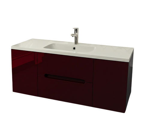 Тумба MARSAN MODESTE NEW 1200 Варіант №3 бордова + Раковина MODESTE 1200 MODESTE-NEW-V3-TU1200W фото