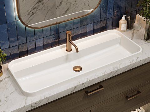 Умивальник врізний OCEAN 14,2*99,7*40 Глянець Білий 8813862 17473 фото