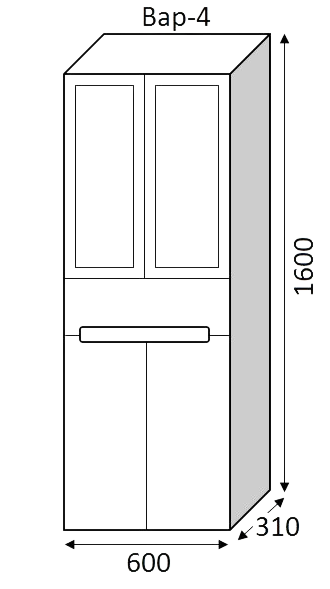 Пенал MARSAN MODESTE NEW Варіант №4 DECO 3 GLASS папірус MODESTE-NEW-V4D3G-P60W фото