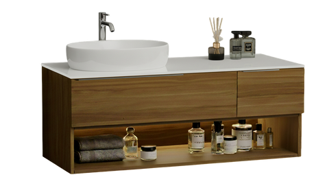 Тумба MARSAN CHESTER WOOD 1200 Варіант 6 + Стільниця скляна 1200 під настільний умивальник ліва/права CHESTERWOOD-TS1200-V6SS фото