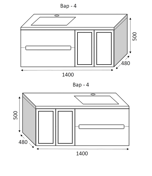 Тумба MARSAN MODESTE NEW 1400 Варіант №4 GLASS Деко 3 без умивальника MODESTE-NEW-V4-GLASS-D3-T1400 фото