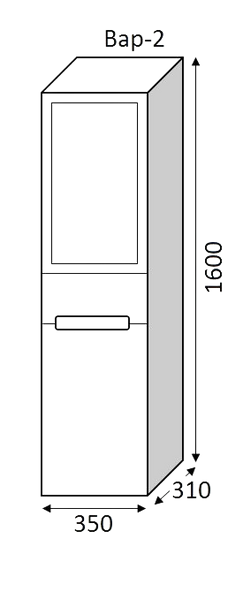 Пенал MARSAN MODESTE NEW Вариант №2 белый стандарт/GLASS правый/левый MODESTE-NEW-V2-P160W фото