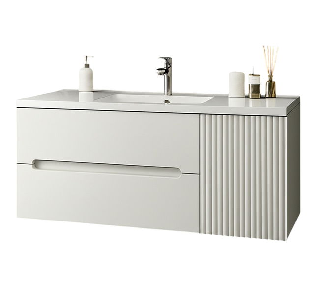 Тумба MARSAN MODESTE NEW 1000 Варіант №2 Деко 3 біла + Раковина MODESTE 1000 MODESTE-NEW-V2-D3-TU1000W фото