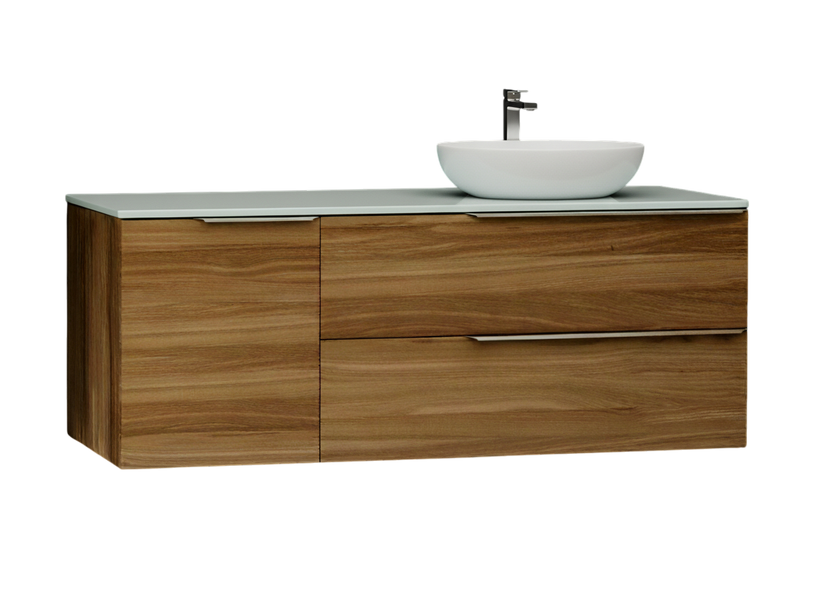 Тумба MARSAN CHESTER WOOD 1300 Вариант 4 + Столешница стеклянная 1300 под настольный умывальник левая/правая CHESTERWOOD-TS1300-V4SS фото