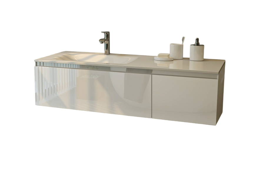 Тумба MARSAN NIKOLET 1300 вариант №8 + умывальник акриловый камень (матовый) NIKOLET-V8-TUAK1300 фото
