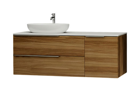 Тумба MARSAN CHESTER WOOD 1300 Варіант 4 + Стільниця акриловий камінь 1300 під настільний умивальник 12 мм ліва/права білий глянець CHESTERWOOD-TS-1300-V4A фото