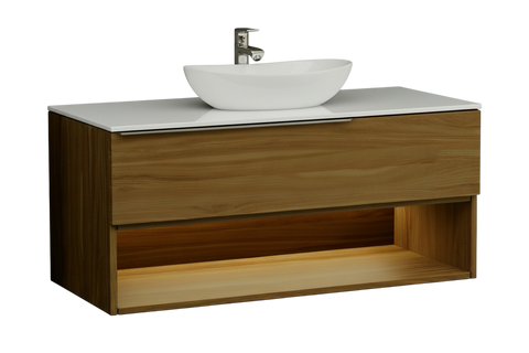 Тумба MARSAN CHESTER WOOD 800 Варіант 1 + Стільниця акриловий камінь 800 під настільний умивальник 12 мм ліва/права/центр білий глянець CHESTERWOOD-TS-800-V1A фото