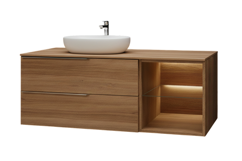 Тумба MARSAN CHESTER WOOD 1200 Варіант 3 + Стільниця WOOD 1200 під настільний умивальник ліва / права CHESTERWOOD-TU1200-V3STW фото