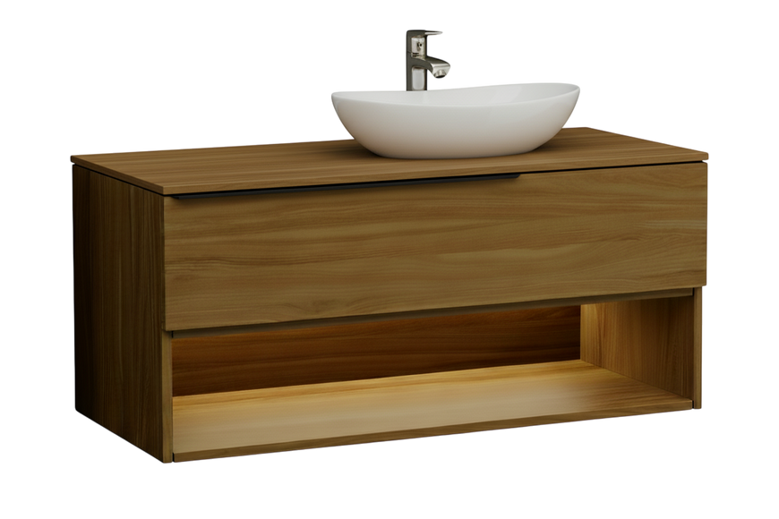 Тумба MARSAN CHESTER WOOD 1100 Вариант 1 + Столешница WOOD 1100 под настольный умывальник левая/правая/центр CHESTERWOOD-TU1100-V1STW фото
