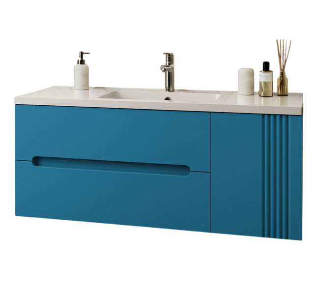 Тумба MARSAN MODESTE NEW 1200 Вариант №2 Деко 1 синяя + Раковина MODESTE 1200 MODESTE-NEW-V2-D1-TU1200 фото