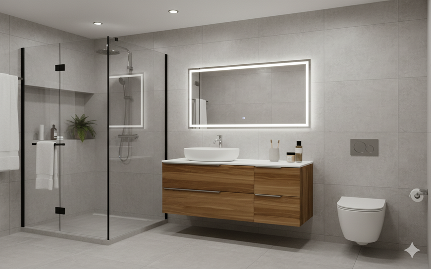 Тумба MARSAN CHESTER WOOD 1200 Вариант 7 + Столешница акриловый камень 1200 под настольный умывальник 12 мм левая/правая белый глянец CHESTERWOOD-TS-1200-V7A фото