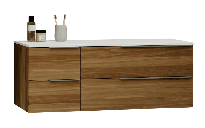 Тумба MARSAN CHESTER WOOD 1200 Вариант 7 + Столешница акриловый камень 1200 под настольный умывальник 12 мм левая/правая белый глянец CHESTERWOOD-TS-1200-V7A фото