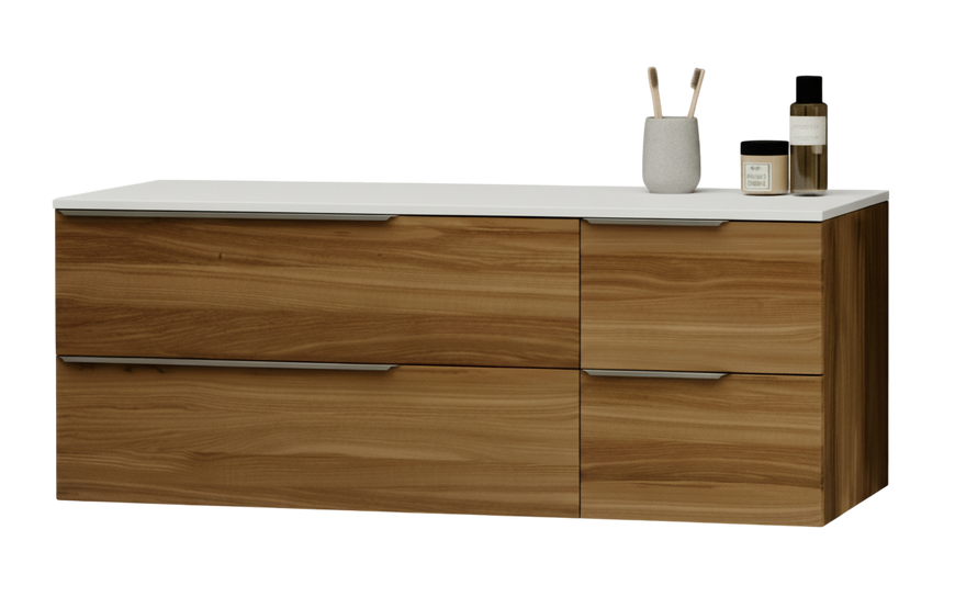 Тумба MARSAN CHESTER WOOD 1200 Вариант 7 + Столешница акриловый камень 1200 под настольный умывальник 12 мм левая/правая белый глянец CHESTERWOOD-TS-1200-V7A фото