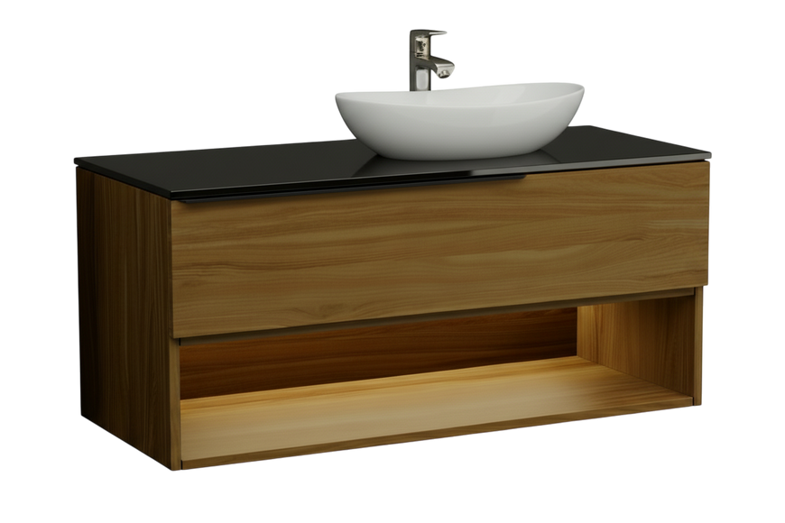 Тумба MARSAN CHESTER WOOD 1100 Вариант 1 + Столешница стеклянная 1100 под настольный умывальник левая/правая/центр CHESTERWOOD-TS1100-V1SS фото