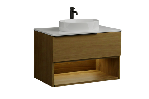 Тумба MARSAN CHESTER WOOD 700 Варіант 1 + Стільниця акриловий камінь 700 під настільний умивальник 12 мм ліва/права/центр білий глянець CHESTERWOOD-TS-700-V1A фото
