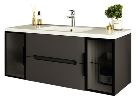 Тумба MARSAN MODESTE NEW 1200 Вариант №3 GLASS графит + Раковина MODESTE 1200 MODESTE-NEW-V3-GLASS-TU1200Gr фото