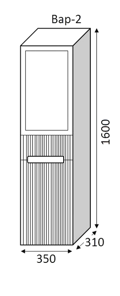 Пенал MARSAN MODESTE NEW Варіант №2 балтік GLASS Деко 3 правий/лівий MODESTE-NEW-V2GD3-P160B фото